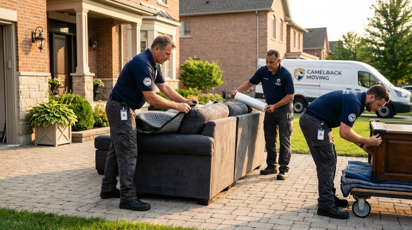 Large estate moving crew wrapping furniture in Sharpsburg, NC
