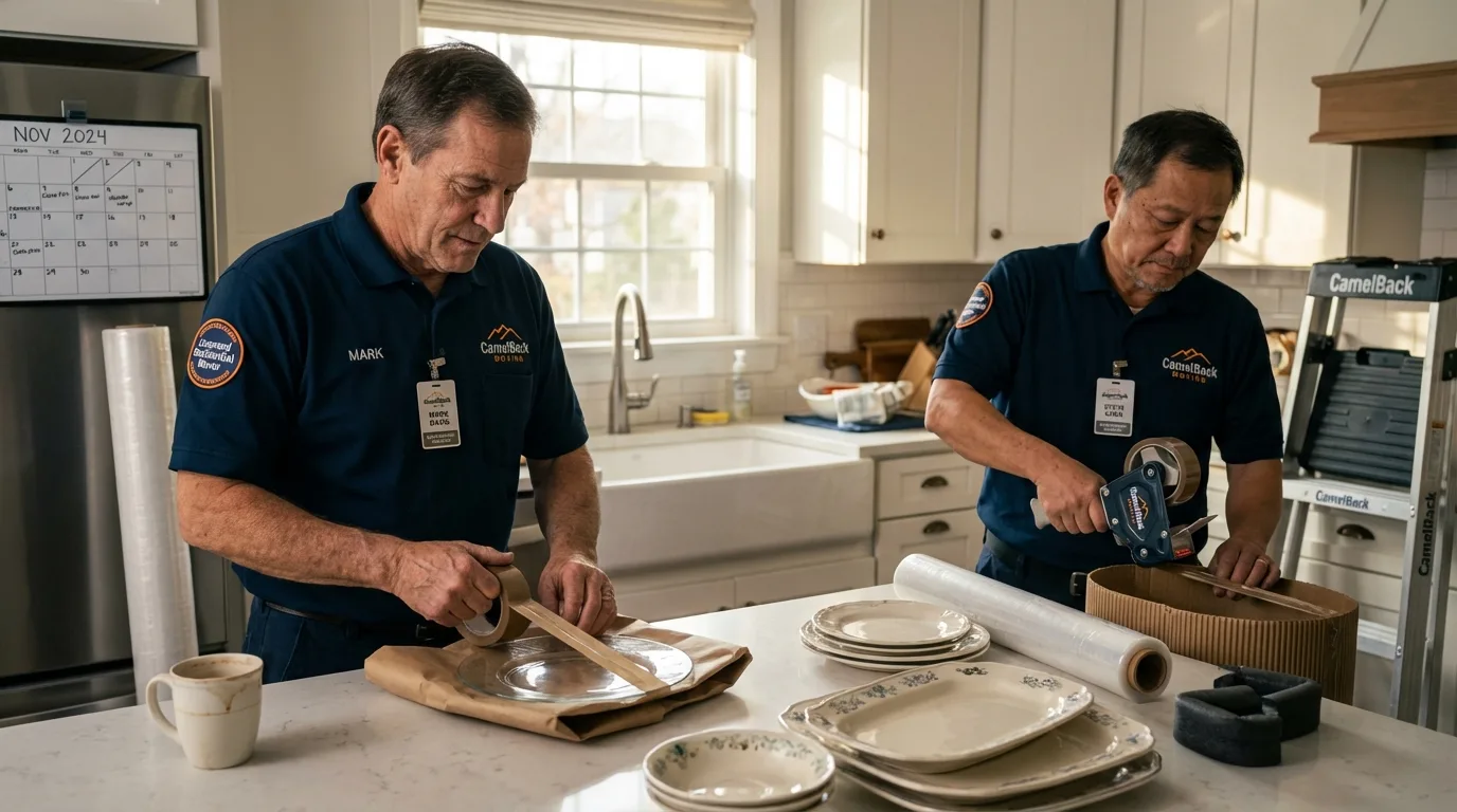 Professional crew packing kitchen dishware in Sharpsburg, NC